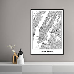 Map New York white | FRAMED PRINT