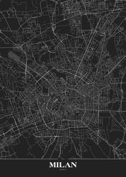 Map Milan black | POSTER