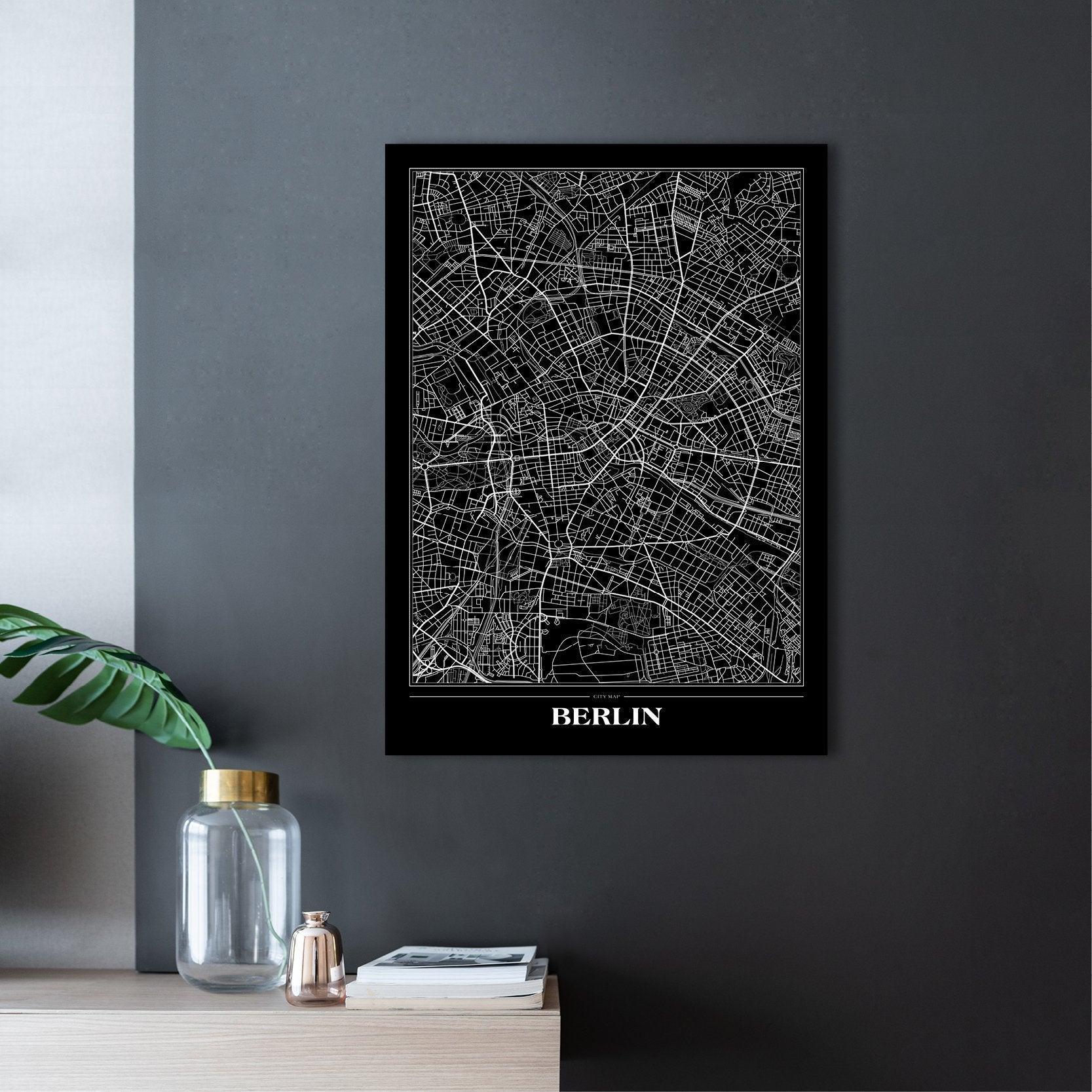 Map Berlin black | FRAMED PRINT