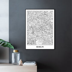 Map Berlin white | FRAMED PRINT