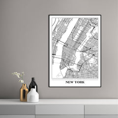 Map New York white | FRAMED PRINT