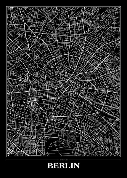 Map Berlin black | FRAMED PRINT