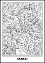 Map Berlin white | FRAMED PRINT