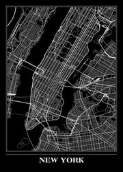 Map New York Black | FRAMED PRINT