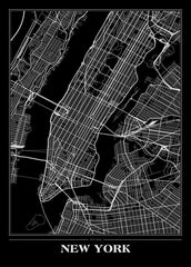 Map New York Black | FRAMED PRINT | Danish Art