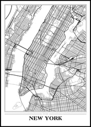 Map New York white | FRAMED PRINT