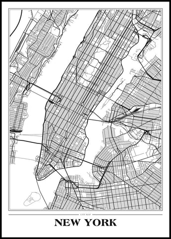 Map New York white | FRAMED PRINT